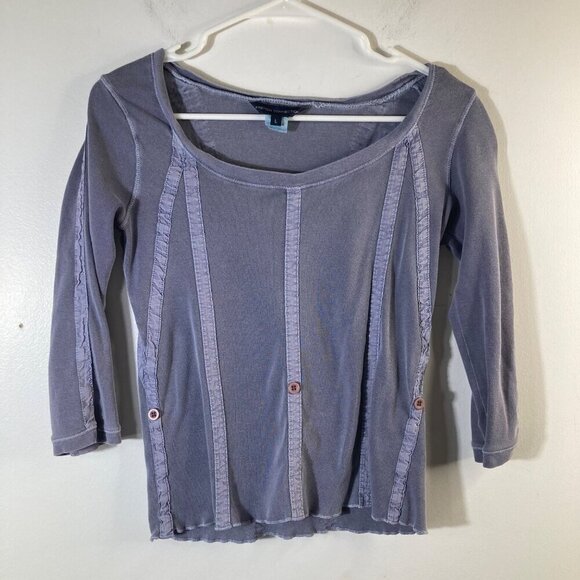 Womens French Connection Corset Style Top Blue Gray L snug - Picture 1 of 6
